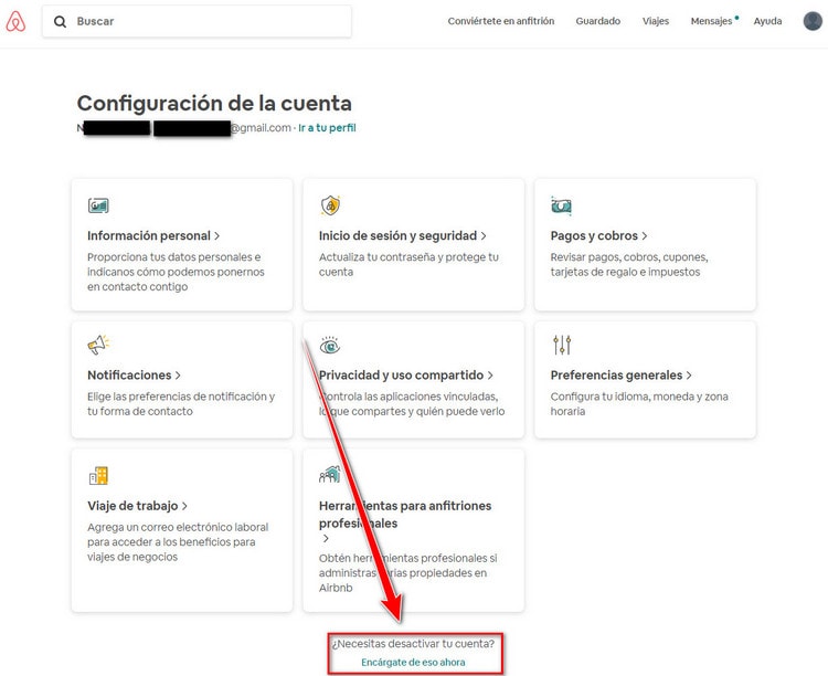 Eliminar cuenta Airbnb